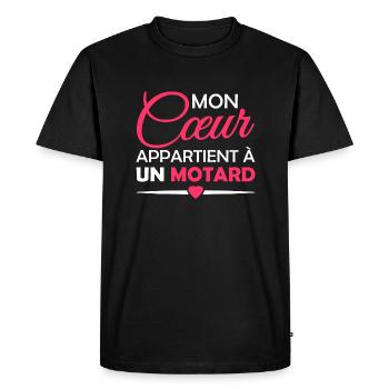 en couple avec un motard - T-shirt Premium bio Homme - noir - Devant - Nico (187cm)
