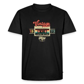 Vintage Mai 1972 Cassette de Musique - Edition Limitée - T-shirt Premium bio Homme - noir - Devant - Nico (187cm)