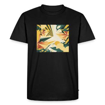 Tropical Yellow, and Green shapes 2 - Men's Premium Organic T-Shirt - black - Front - Nico (187cm)