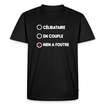 célibataire en couple rien a foutre - T-shirt Premium bio Homme - noir - Devant - Nico (187cm)