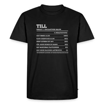 Till Großer Mann First name - Men's Premium Organic T-Shirt - black - Front - Nico (187cm)