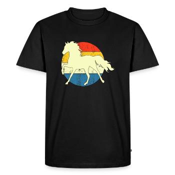 Vintage Retro Horse Sunset For Horse Lovers - Men's Premium Organic T-Shirt - black - Front - Nico (187cm)