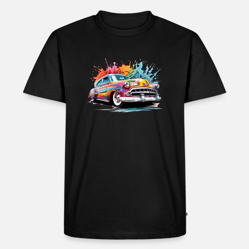 bunter Oldtimer - Männer Premium Bio T-Shirt - Schwarz