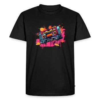 Cassette Design 80s & 90s Music Motif - Men's Premium Organic T-Shirt - black - Front - Nico (187cm)