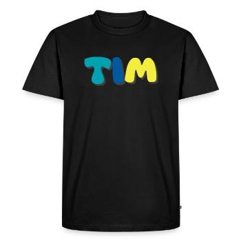 Nom - Tim - T-shirt Premium bio Homme - noir - Devant - Nico (187cm)