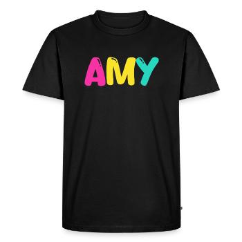 Name - Amy - Men's Premium Organic T-Shirt - black - Front - Nico (187cm)