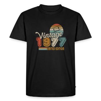 1977 - Men's Premium Organic T-Shirt - black - Front - Nico (187cm)