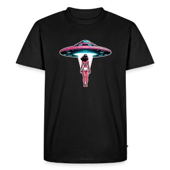 Woman is abducted into UFO. - Men's Premium Organic T-Shirt - black - Front - Nico (187cm)