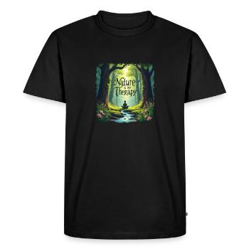La nature est ma thérapie - Méditation en forêt - T-shirt Premium bio Homme - noir - Devant - Nico (187cm)