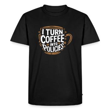 Coffee meets insurance – with humor - Men's Premium Organic T-Shirt - black - Front - Nico (187cm)