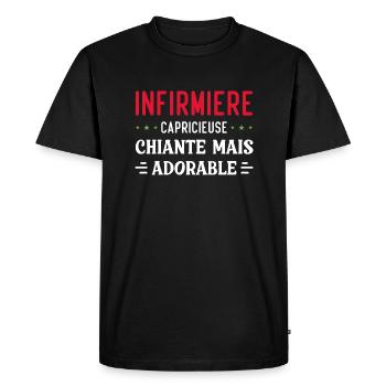 Infirmière adorable - T-shirt Premium bio Homme - noir - Devant - Nico (187cm)