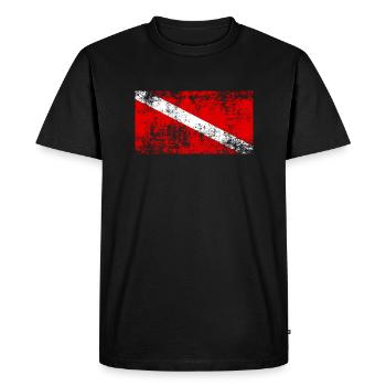 Diving Flag Vintage Used Look - Men's Premium Organic T-Shirt - black - Front - Nico (187cm)