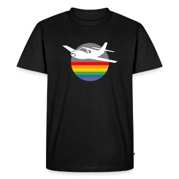 Rainbow Airplane hvid - Herre Premium økologisk T-shirt - sort - Foran - Nico (187cm)