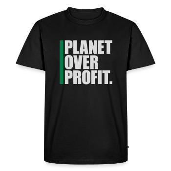 planet over profit quote - Men's Premium Organic T-Shirt - black - Front - Nico (187cm)