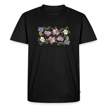 Imprimé Orchidées - T-shirt Premium bio Homme - noir - Devant - Nico (187cm)