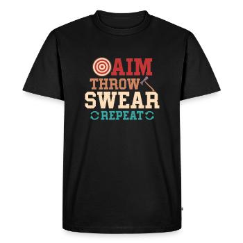 Aim Throw Swear Repeat Thrower Hatchet Ax - Men's Premium Organic T-Shirt - black - Front - Nico (187cm)