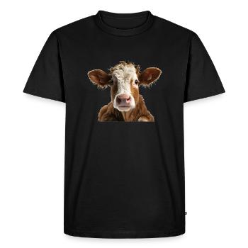 Jeune vache-veau - T-shirt Premium bio Homme - noir - Devant - Nico (187cm)