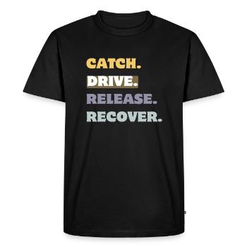 Aviron Rythme Humour, Attraper, Drive, Relâcher, Récupérer - T-shirt Premium bio Homme - noir - Devant - Nico (187cm)