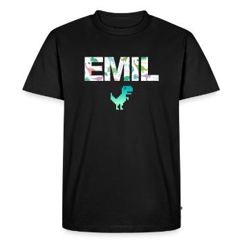 EMIL - Beau prénom de garçon avec dinosaure - T-shirt Premium bio Homme - noir - Devant - Nico (187cm)