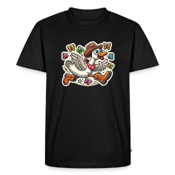 Silly Goose avec un chapeau de cow-boy et des bottes - T-shirt Premium bio Homme - noir - Devant - Nico (187cm)