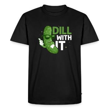 Dill With It Pickle Vegan Cucumber - Men's Premium Organic T-Shirt - black - Front - Nico (187cm)