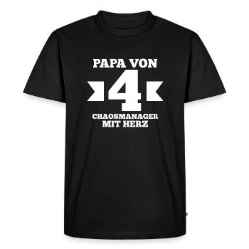 Dad of 4 children - Men's Premium Organic T-Shirt - black - Front - Nico (187cm)