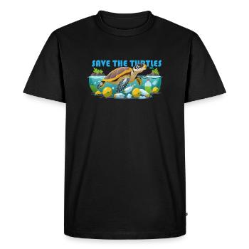 Save The Turtles - Men's Premium Organic T-Shirt - black - Front - Nico (187cm)