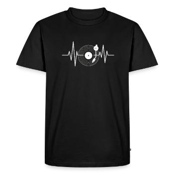Vinyl Herzschlag Musik Retro Schallplatte DJ Vibes - Männer Premium Bio T-Shirt - Schwarz - Vorne - Nico (187cm)