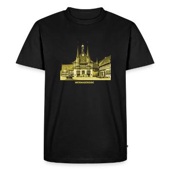 Hôtel de ville de Wernigerode Harz ville colorée à colombages - T-shirt Premium bio Homme - noir - Devant - Nico (187cm)