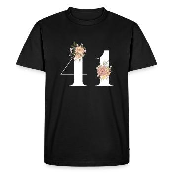 41e anniversaire fleuris (Cadeau de 41 ans) - T-shirt Premium bio Homme - noir - Devant - Nico (187cm)