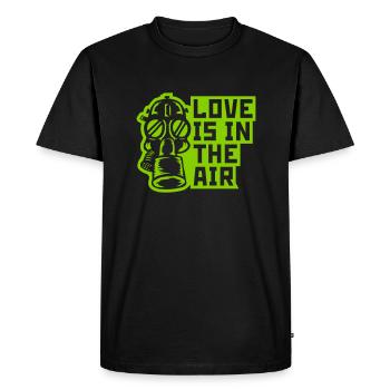 Masque à gaz amour dans l’air - T-shirt Premium bio Homme - noir - Devant - Nico (187cm)