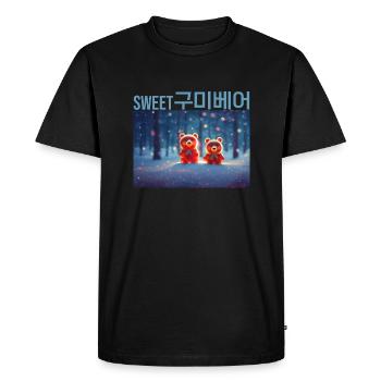 Mignons ours en gomme rouges mignons dans la neige - T-shirt Premium bio Homme - noir - Devant - Nico (187cm)