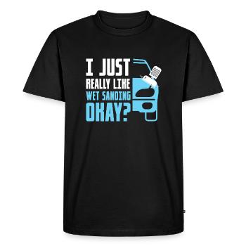 J’aime vraiment mouiller le sable, d’accord? Technologie de carrosserie automobile - T-shirt Premium bio Homme - noir - Devant - Nico (187cm)