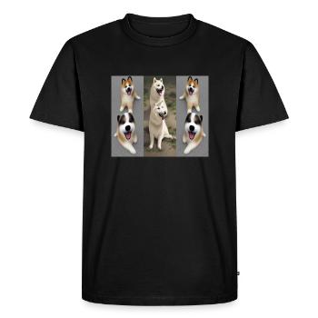 Akita Pups Smiling Design - Men's Premium Organic T-Shirt - black - Front - Nico (187cm)