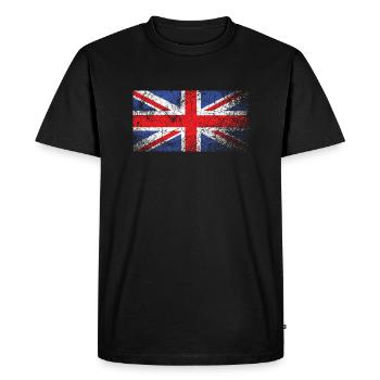 Vintage British Flag, Grunge Union Jack - Men's Premium Organic T-Shirt - black - Front - Nico (187cm)