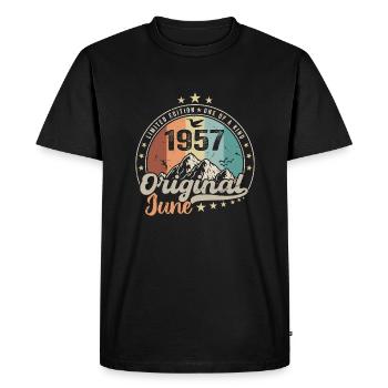 Juin 1957 Retro Vintage Cadeau d’anniversaire 1957 - T-shirt Premium bio Homme - noir - Devant - Nico (187cm)