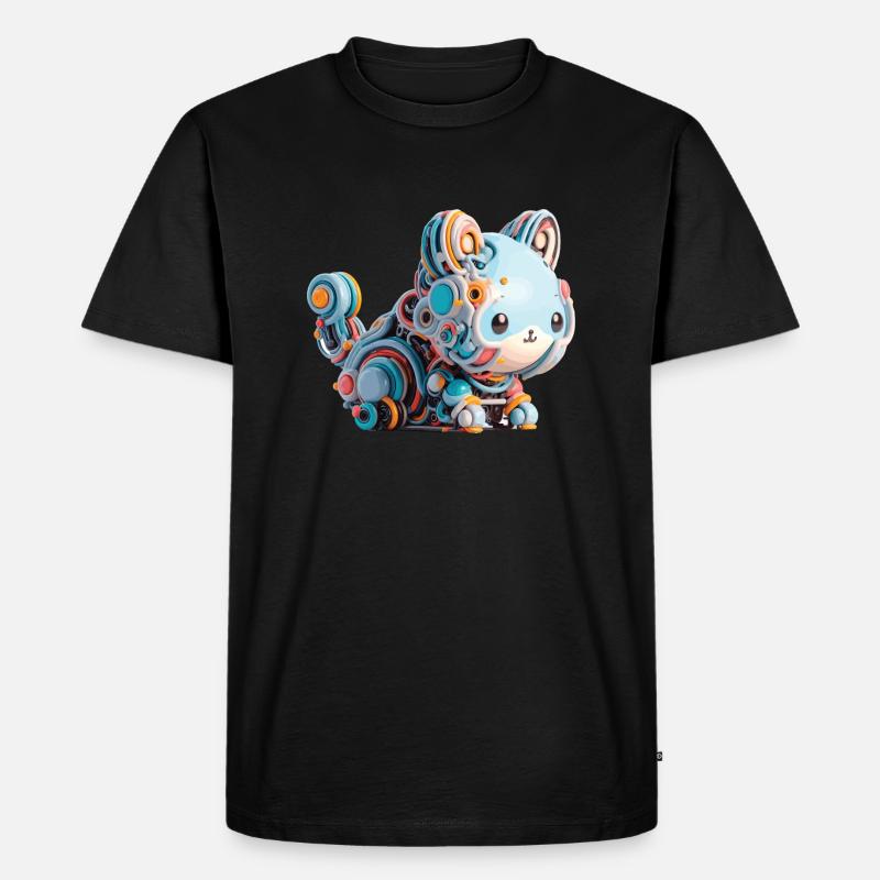 Chat Robot Abstrait Coloré - T-shirt Premium bio Homme - noir
