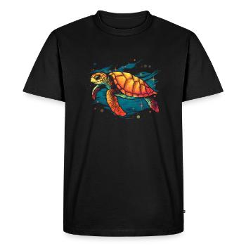 Tortue de mer dans la mer, tortues d’amour - T-shirt Premium bio Homme - noir - Devant - Nico (187cm)
