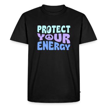 Protégez votre énergie - T-shirt Premium bio Homme - noir - Devant - Nico (187cm)