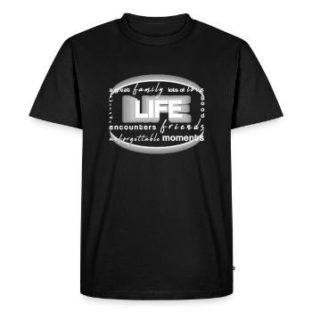 Love Family Friends Life - Men's Premium Organic T-Shirt - black - Front - Nico (187cm)