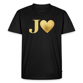 Letter j Golden Heart - Men's Premium Organic T-Shirt - black - Front - Nico (187cm)