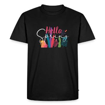 Hello Spring - Men's Premium Organic T-Shirt - black - Front - Nico (187cm)