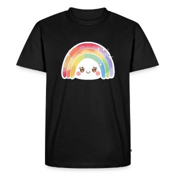 Kawaii Cute Rainbow - Men's Premium Organic T-Shirt - black - Front - Nico (187cm)