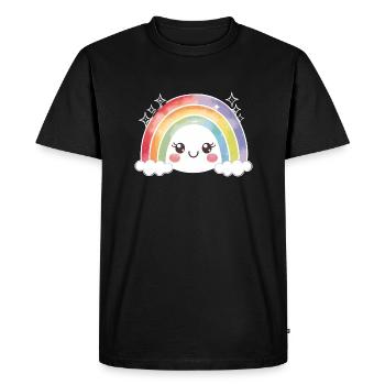 Kawaii Cute Rainbow - Men's Premium Organic T-Shirt - black - Front - Nico (187cm)