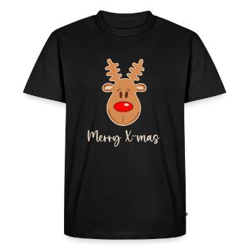 Renne Joyeux Noël - Look de Noël - T-shirt Premium bio Homme - noir - Devant - Nico (187cm)
