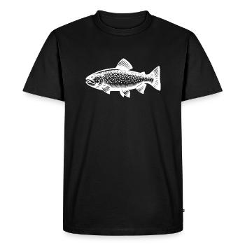 Truite arc-en-ciel vintage - Dessin de poisson de pêcheur - T-shirt Premium bio Homme - noir - Devant - Nico (187cm)
