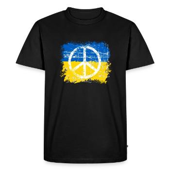 Ukraine shirt with flag and peace sign - Men's Premium Organic T-Shirt - black - Front - Nico (187cm)