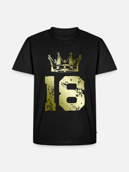18 Zahl Krone - Männer Premium Bio T-Shirt - Schwarz