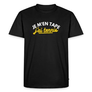 Je m'en tape j'ai tennis - T-shirt Premium bio Homme - noir - Devant - Nico (187cm)