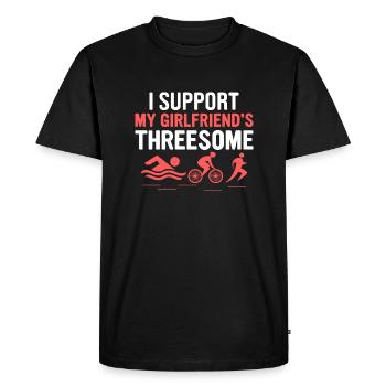I Support My Girlfriend's Threesome Swim Cycle Run - Men's Premium Organic T-Shirt - black - Front - Nico (187cm)